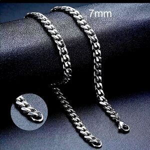 💗Classic 7mm Silver Cuban Chain Necklace
